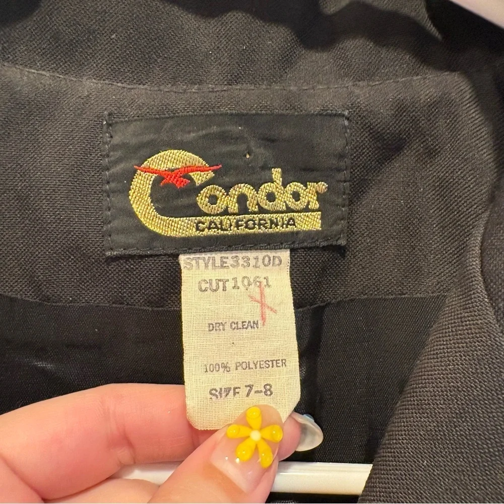 Vintage 70s Condor Black Blazer and Pant Suit Set - Size XXS